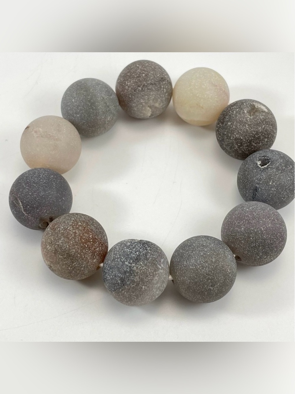 Beautiful Natural Large Agate Druzy Beaded Stretch Bracelet
